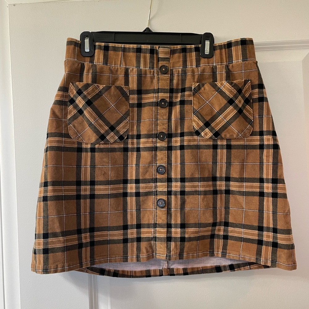 Torrid Brown and Black Plaid Mini Skirt